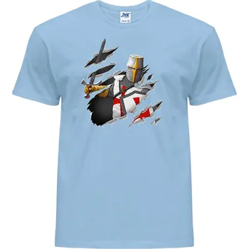 Pánské tričko levne-bavlnene-tricko-potisk-rytir-krizak Barva: Sky blue neo - pastelově modrá, velikost: XS