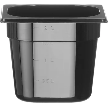 Dóza na potraviny Kontejner GN 1/6 černý polykarbonát, HENDI, Profi Line, GN 1/6, 2,4L, Černá, 176x162x(H)150mm