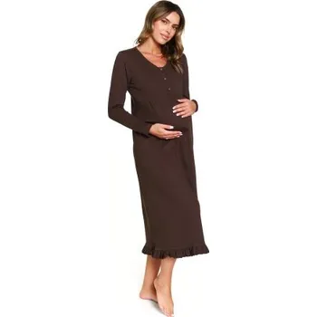 Těhotenské noční prádlo Mateřská košilka Doctor Nap 7318 - bavlna Hnědá L