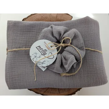 Šála Nelly Set mušelínová šála s gumičkou - šedý