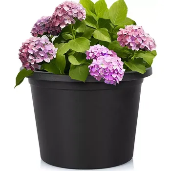 Květináč Zahradní plastový květináč černý kulatý 34 cm