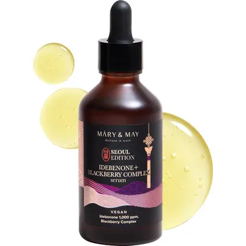 Pleťové sérum Mary & May – Idebenone + Blackberry Complex Serum – Antioxidační sérum proti stárnutí s idebenonem a ostružinami – 80 ml
