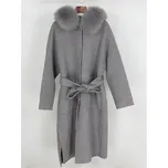 Best Fashion Kašmírový dámský kabát s kapucí a límcem z liščí kožešiny Velikost: S, Barva (Varianta): Long Grey