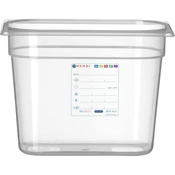 Kontejner GN 1/4 HACCP, HENDI, GN 1/4, 5,5L, Průhledná, 265x162x(H)200mm