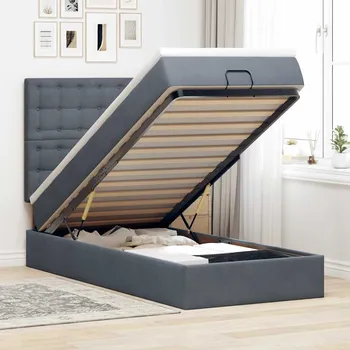 Postel zahrada-XL Osmanský rám postele s matracemi tmavě šedá 90x190cm samet 3314433