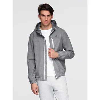 Pánská casual bunda Ombre Men's lightweight sports jacket with fleece lining - gray Ombre šedá 2957467