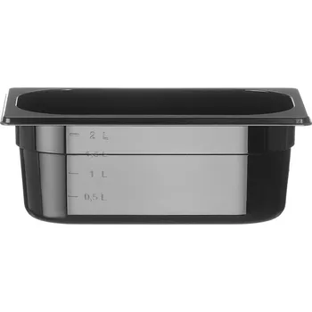 Kontejner GN 1/4 černý polykarbonát, HENDI, Profi Line, GN 1/4, 2,8L, Černá, 265x162x(H)100mm