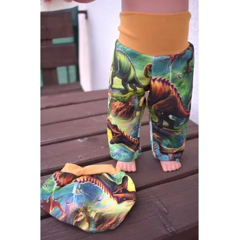 Doplněk pro panenku Sada legíny a čepice "pravěká zvířata"