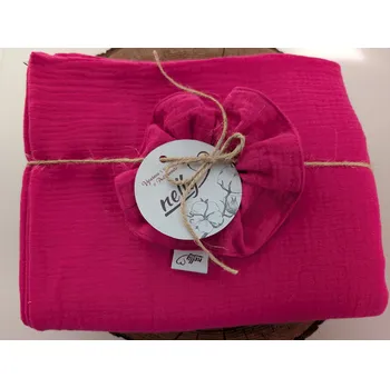 Šála Nelly Set mušelínová šála s gumičkou - jasně růžový