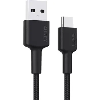 Počítač Aukey USB‑C na USB‑A kabel 2 m, 60 W, nylonový opletený, černý