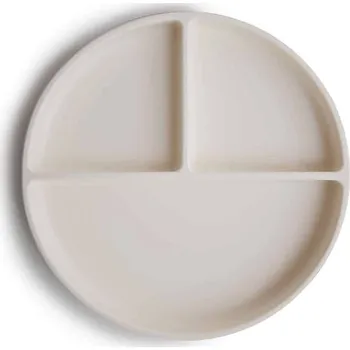 MUSHIE Classic silikonový dělený talíř s přísavkou Ivory