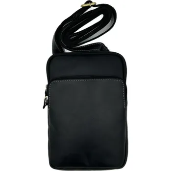 Kožená pánská taška na mobil přes rameno černá 826-2