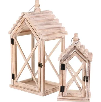 Lucerna Lucerna Autronic Lucerna dřevěná - tvar domku, cena za sadu 2 ks (DA221)