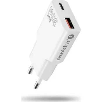 nabíječka do sítě everActive gaN super slim 30 w s usb-a a usb-c