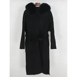 Best Fashion Kašmírový dámský kabát s kapucí a límcem z liščí kožešiny Velikost: S, Barva (Varianta): Long Black