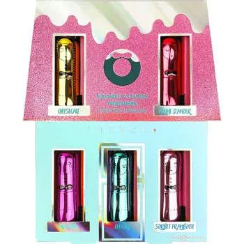 Vánoční dekorace Inuwet Christmas House Set - Winterland - 5 scented moisturizing lip balms