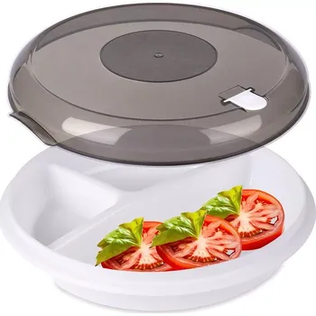 Talíř Excellent Houseware Talíř do mikrovlnné truby s víkem 24,5 cm