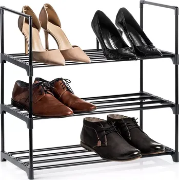 Botník Kovový černý botník 3patrový 57 × 28 × 55 cm