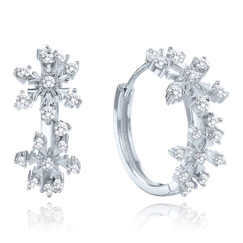 Náušnice Moonlit Stříbrné náušnice sněhové vločky se zirkony