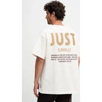 Pánské tričko Bavlněné tričko Just Cavalli 79OAHT17.CJ518 béžová 02X, vel. L