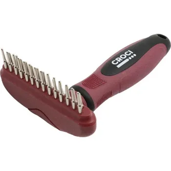 Kartáč pro zvířata Hřeben hrábě dvouřadý vínový Croci