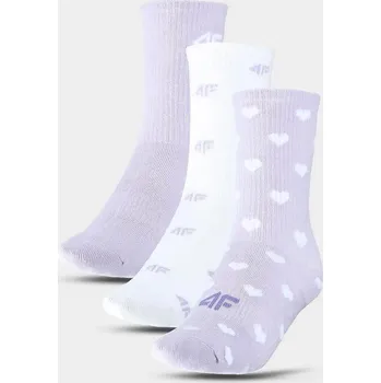 Pánská móda Dívčí ponožky 4F F394 (3pack) 4F bílá | fialová 3460140