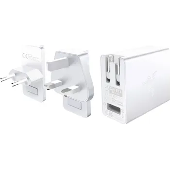 Mobilní telefon RAZER USB-C 130W GaN Charger Mercury USB nabíječka, GaN, 130 W, PPS, bílá