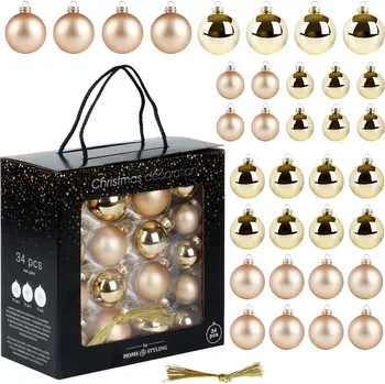 Vánoční dekorace Home Styling Collection Skleněné vánoční koule v různých velikostech zlaté 34 kusů zlatý