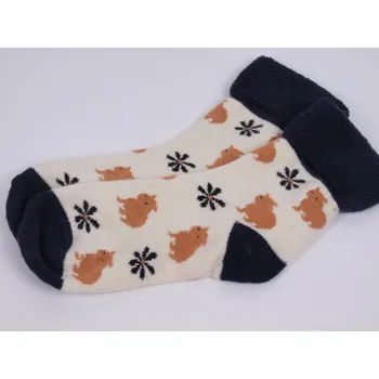 Dámské ponožky CNB BERLIN Termo ponožky DE 37825 teplé s vlnou smetanové s modrou s kapybarami velikosti ponožek: 26-28 (EUR vel. 39-42)