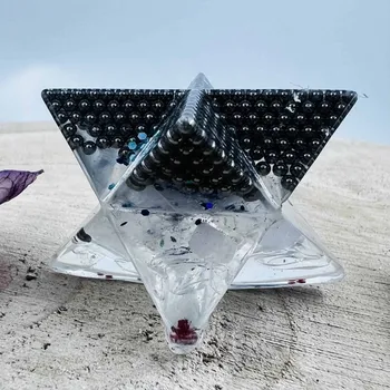 Orgonitová merkaba s křišťálem pro ochranu a andělskou energii