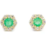 AUREE | Fine Jewelry Zlaté náušnice s kolumbijskými smaragdy a diamanty - Hexa