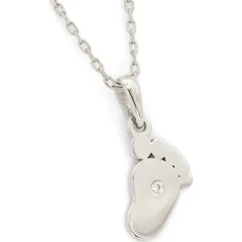 Náhrdelník AUREE | Fine Jewelry Náhrdelník z bílého zlata s dětskou nožičkou a diamantem - Baby materiál: bílé zlato 585/1000