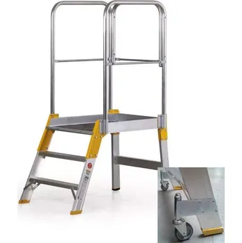 Žebřík Hliníkový můstek FORTE jednostranný, výška 620 mm, 3 stupně, na čtyřech pružných kolečkách