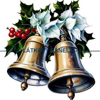 Látkový panel - Vánoční zvonky - VA-25 Velikost: 20x20cm, Materiál: Úplet