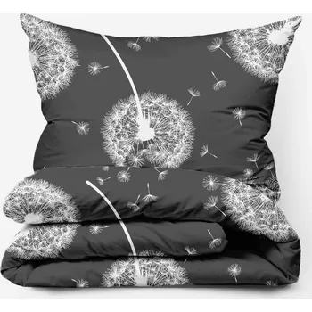 Povlečení Bavlněné povlečení Pampelišky šedé Zapínání: knoflík, Velikost polštáře: 70x90, Velikost přikrývky: 140x200