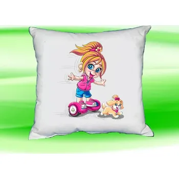 Dekorativní polštářek Polštář hoverboard kolonožka bílý (holka na kolonožce)