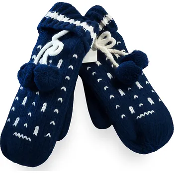 Čepice xcena Palčáky vlněné modré s bambulkami