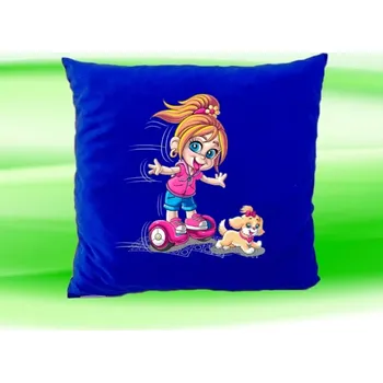 Dekorativní polštářek Polštář hoverboard kolonožka modrý (holka na kolonožce)