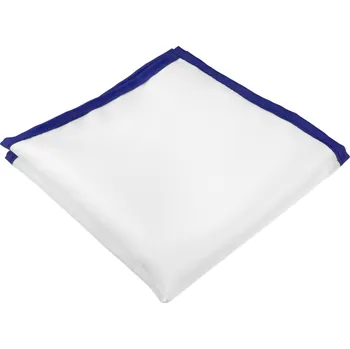 Látkový kapesník Bílý pánský kapesníček do saka s královsky modrým lemem