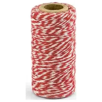 Stuha Dekorační provázek červeno-bílý 50 m