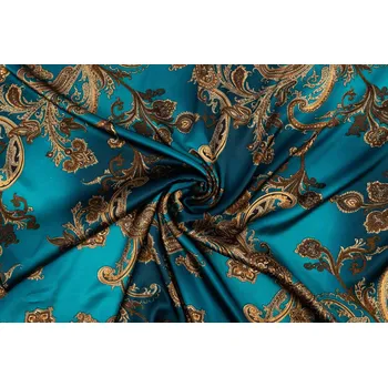 Umělé hedvábí / Silky kašmírový vzor na světlejší smaragdové