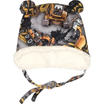 Čepice Čepička s oušky zimní - Stavba tmavá - skladem Velikost: S