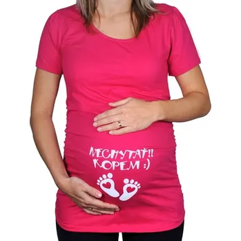 Růžové těhotenské tričko s nápisem Nesahat, kopu SK