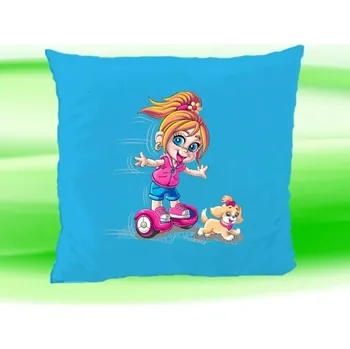 Dekorativní polštářek Polštář hoverboard kolonožka tyrkysový (holka na kolonožce)