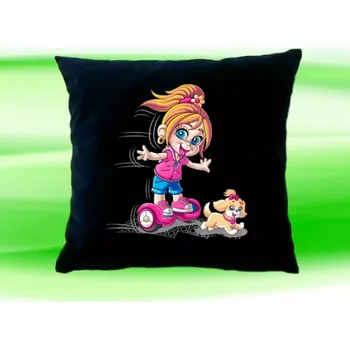Dekorativní polštářek Polštář hoverboard kolonožka černý (holka na kolonožce)