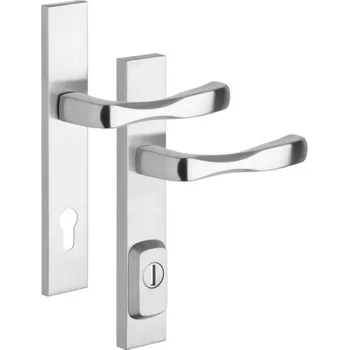 Dveřní kování Rostex RN4 MANDELO, Rozteč 90/72, Klika MANDELO, Nerez mat