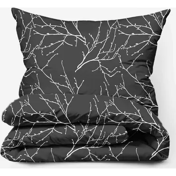 Povlečení Bavlněné povlečení Větvičky šedé Zapínání: knoflík, Velikost polštáře: 70x90, Velikost přikrývky: 140x200