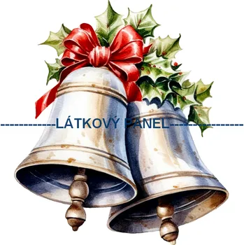 Látkový panel - Vánoční zvonky - VA-28 Velikost: 20x20cm, Materiál: Bavlna