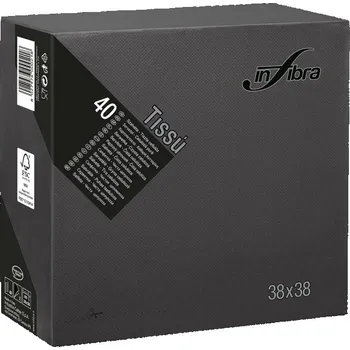 Papírový ubrousek Papírové ubrousky INFIBRA Linea New Soft-touch černá 2vrstvy 38x38cm, 40ks