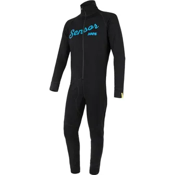 cyklistický dres Kombinéza pánská SENSOR MERINO DOUBLE FACE černá S